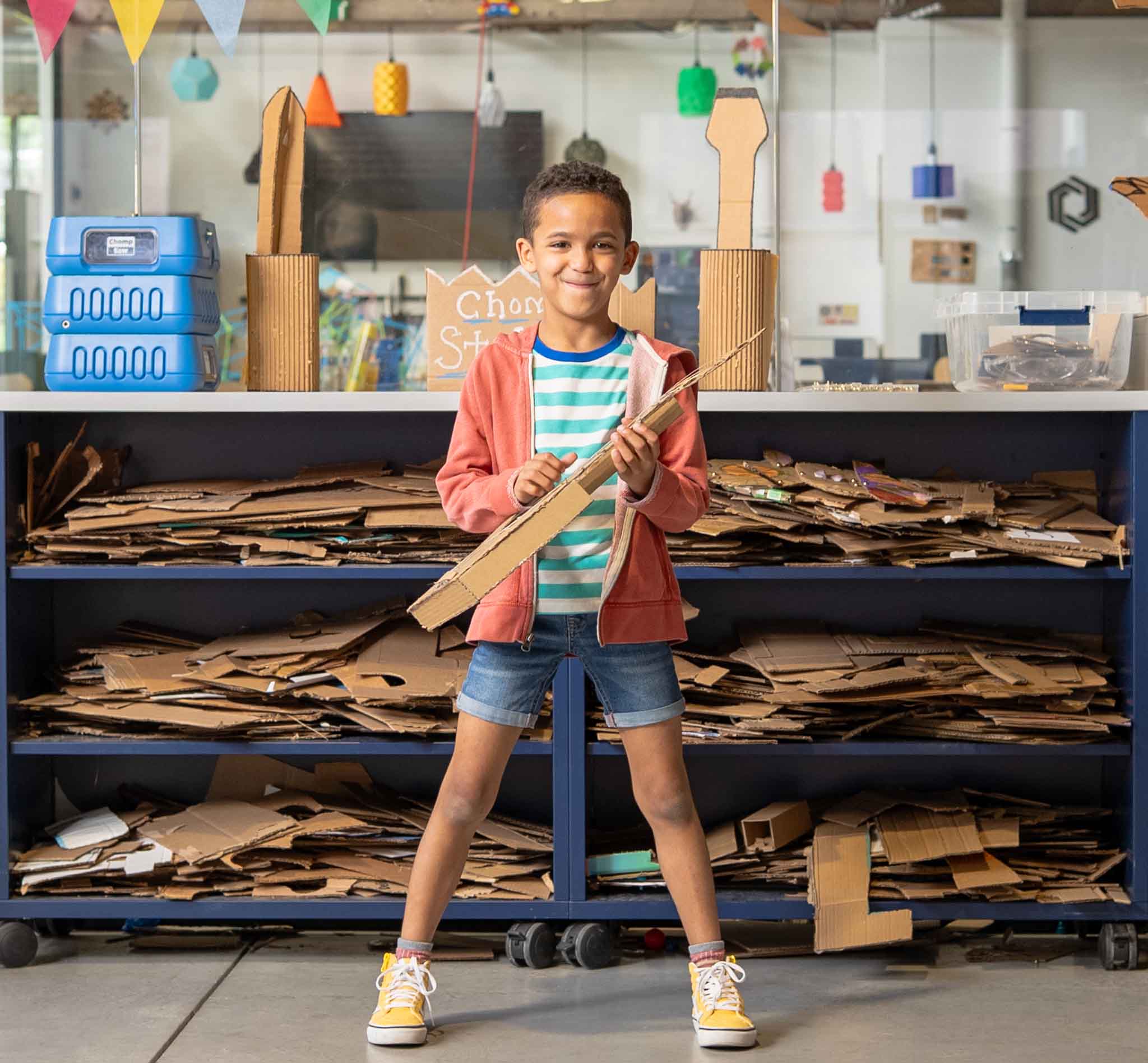 Chompshop: A Kid-Safe Power Tool For Cutting Cardboard!
