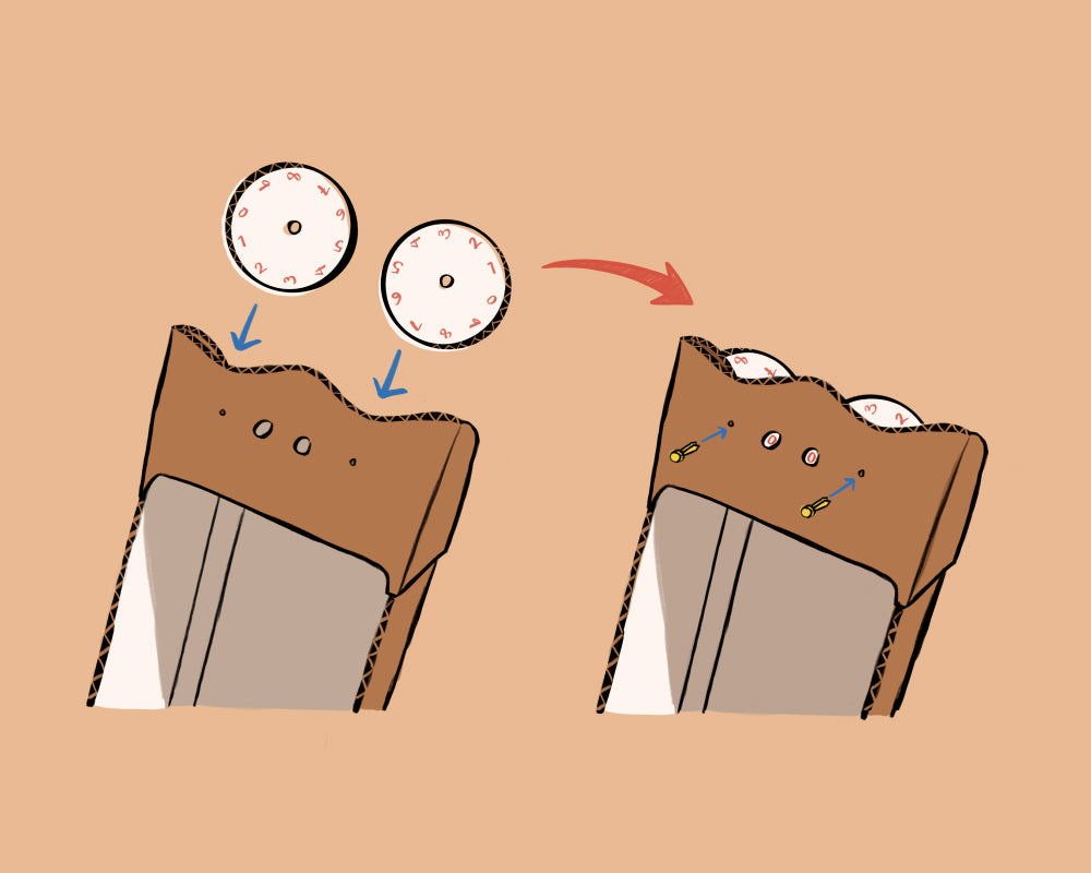 4.  Attach dials