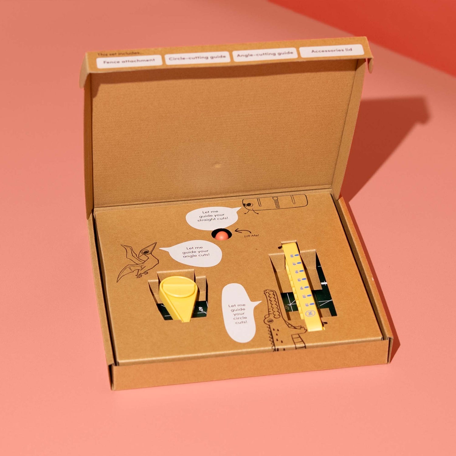 Chompshop Table Accessories Set open packaging for the ChompSaw kids power tool.