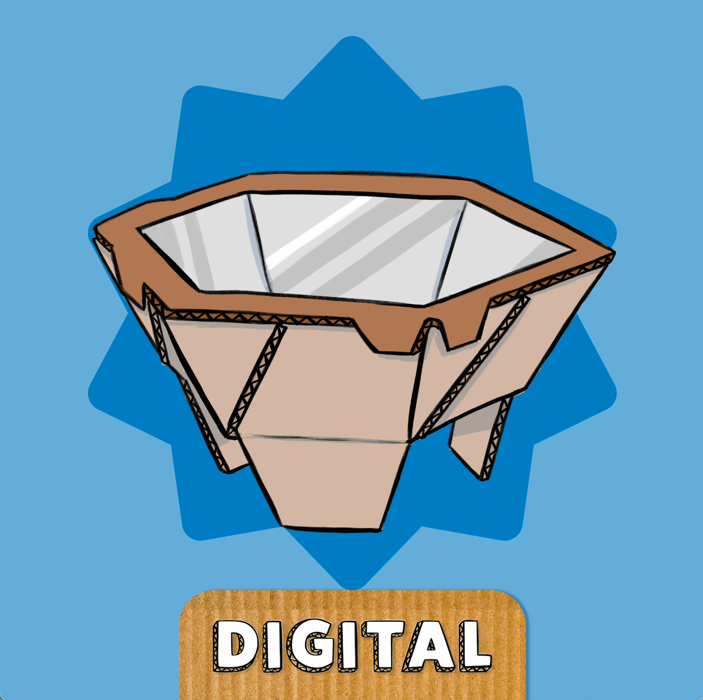 Illustration of a cardboard solar oven